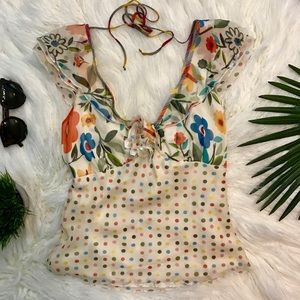 Intermix True Meaning Floral & Dots Silk Top