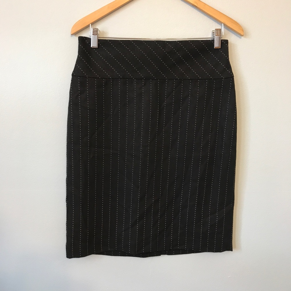 Black pinstripe pencil skirt