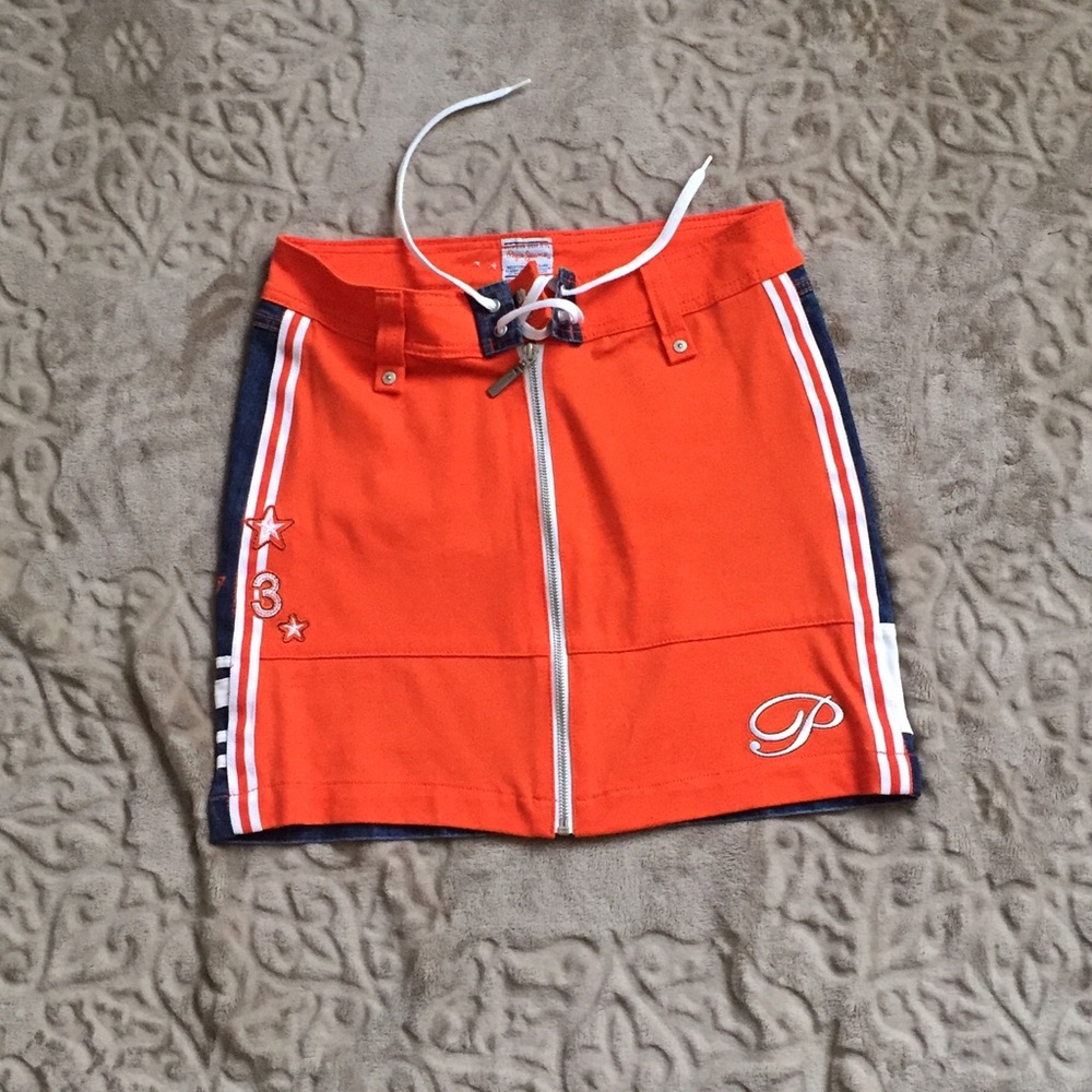 NWOT Beautiful Orange/Denim Pepe Skirt