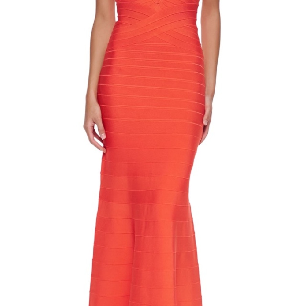 Orange Herve Leger Bandage Mermaid Gown - Picture 5 of 6
