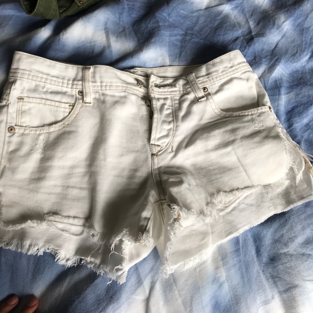 Free People white denim shorts