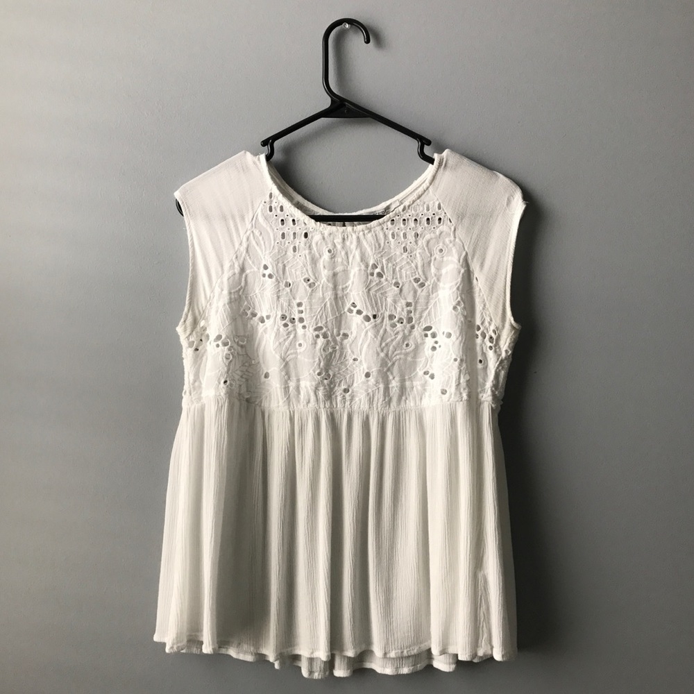 White Lace Peplum T-Shirt Top