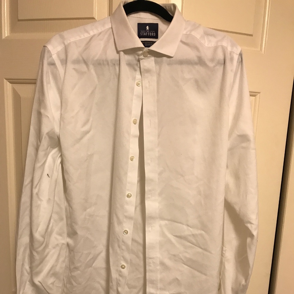 Textured white button down shirt