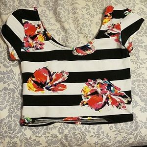 Floral Stripe Crop Top