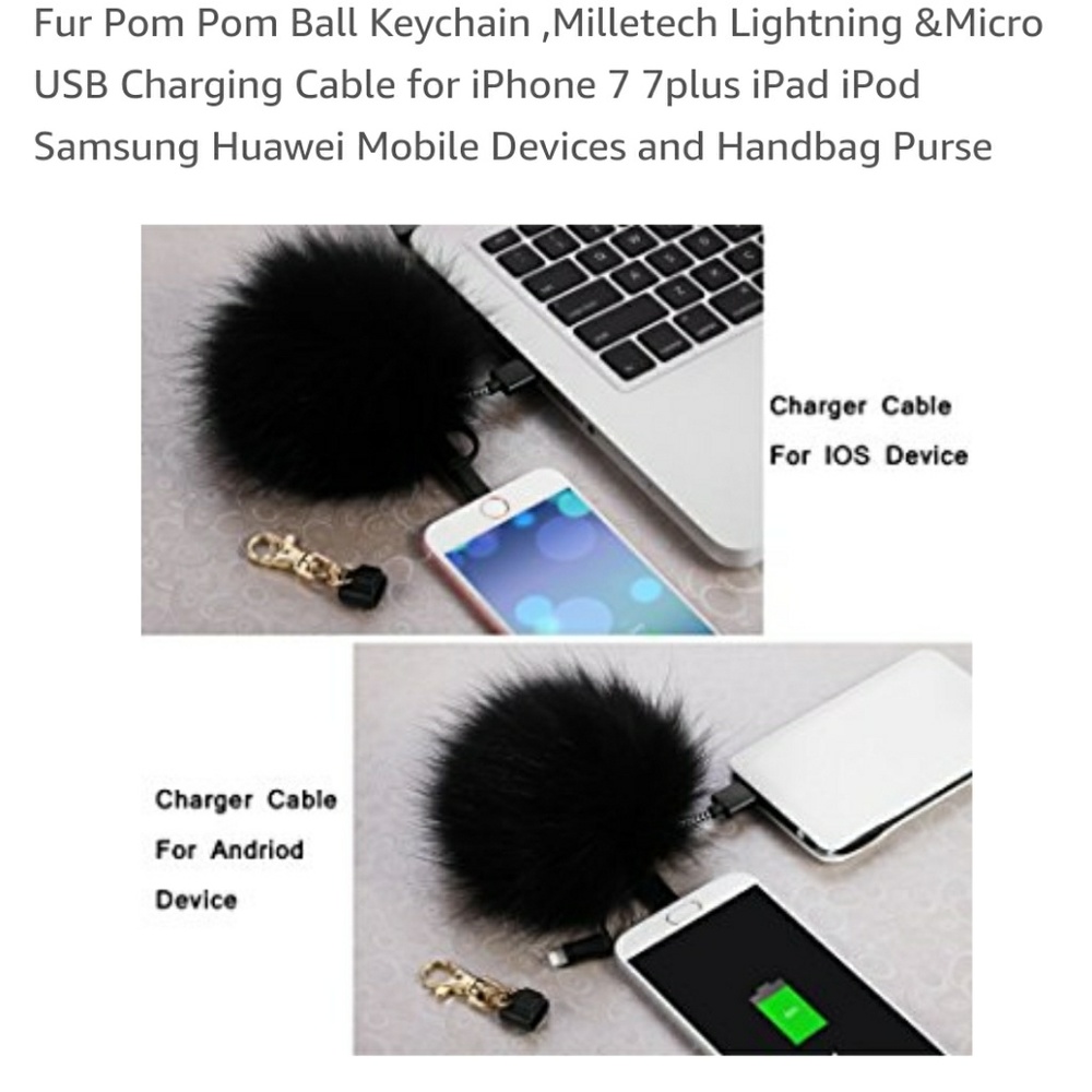Fur Pum Pum Keychain USB Charger All Colors