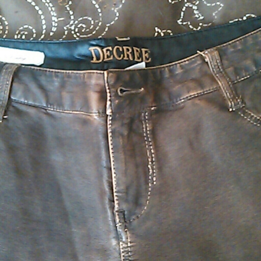 Decree pleather brown stretch jeans