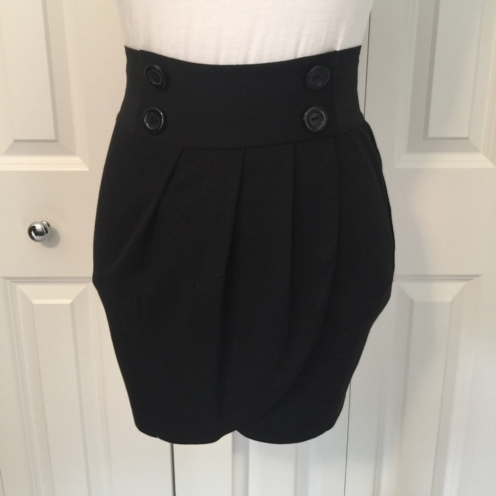 Akira Black Cross Over Mini Skirt