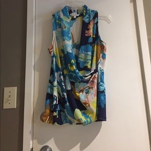 Sleeveless cross-over blouse