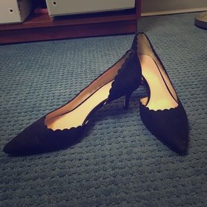 JCrew Black Suede kitten heels