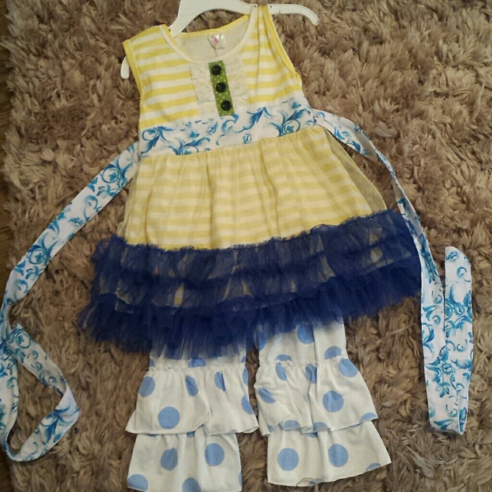 Blue/yellow girls outfit sz 3