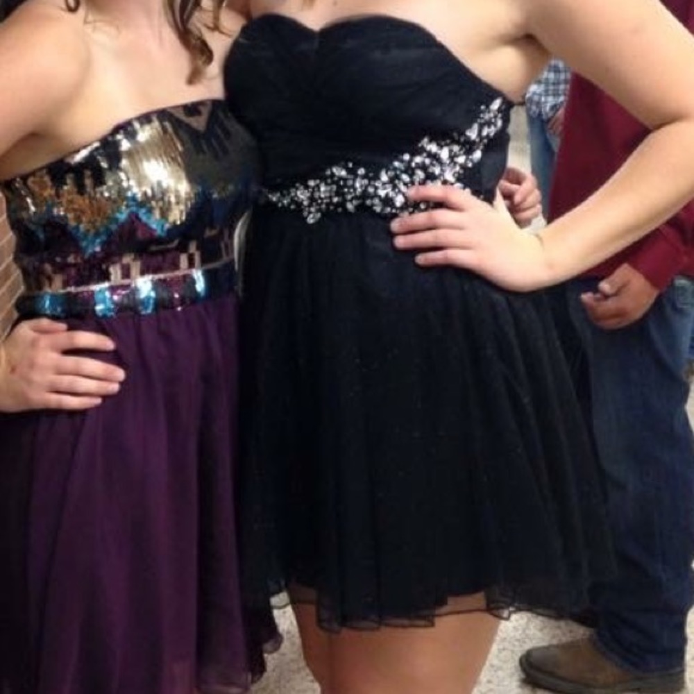 Strapless black homecoming dress