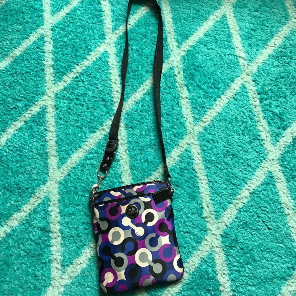 Purple coach shoulder bag