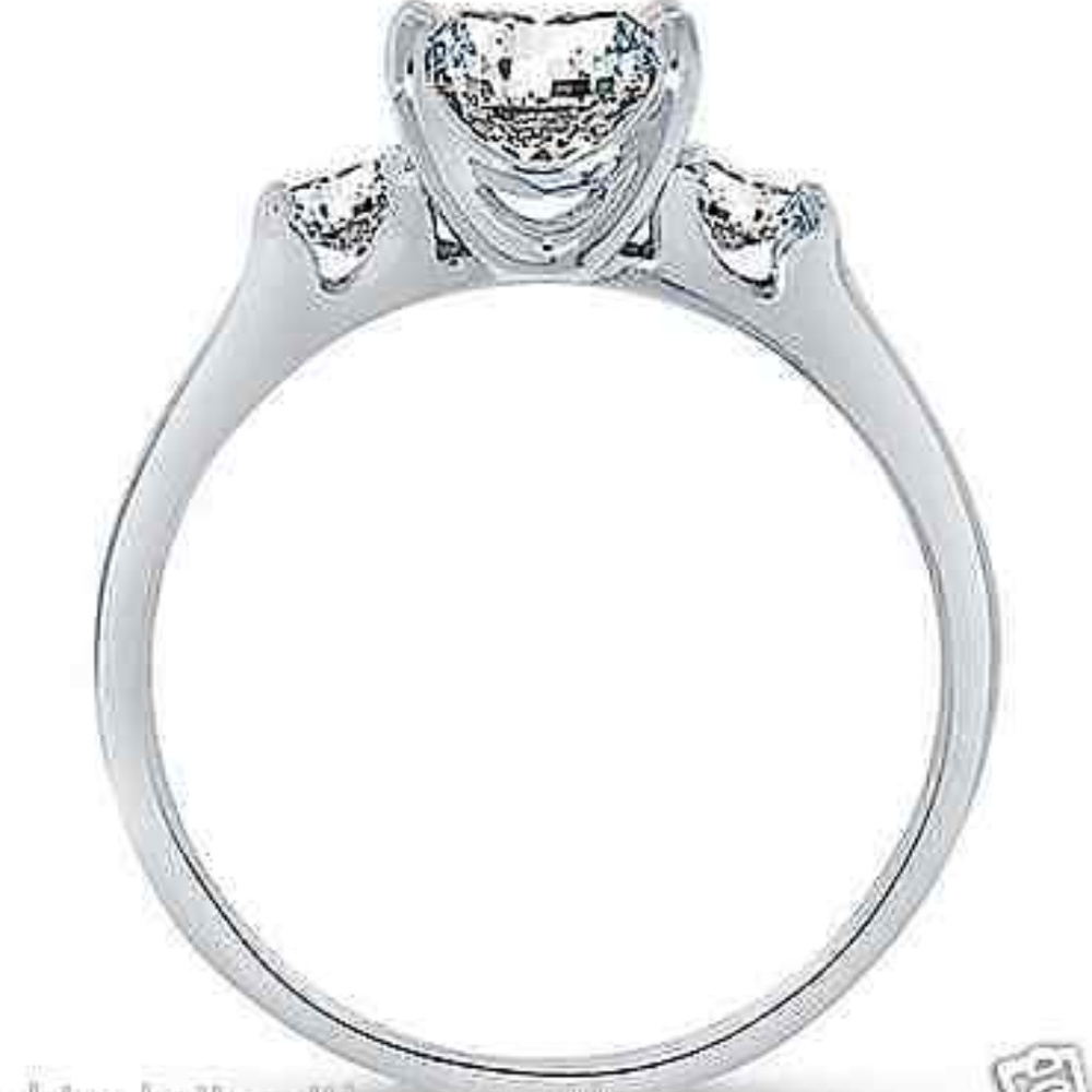 1ct Engagement Ring Real 14K White Gold 3 stones - Picture 4 of 9