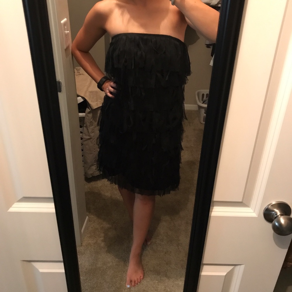 Ann Taylor tulle fringe cocktail dress