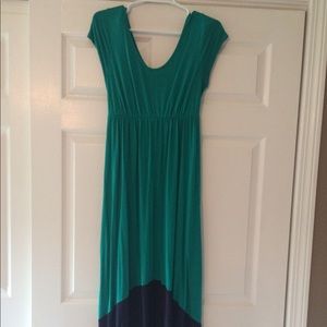 Teal and Navy Hi-Lo Maternity Dress