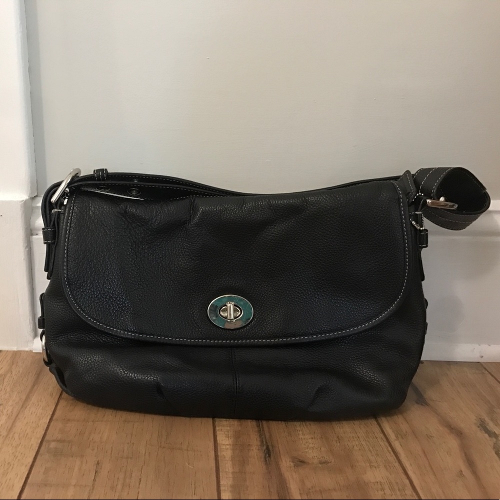 Black leather Coach handbag