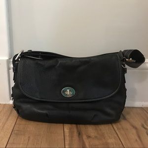 Black leather Coach handbag