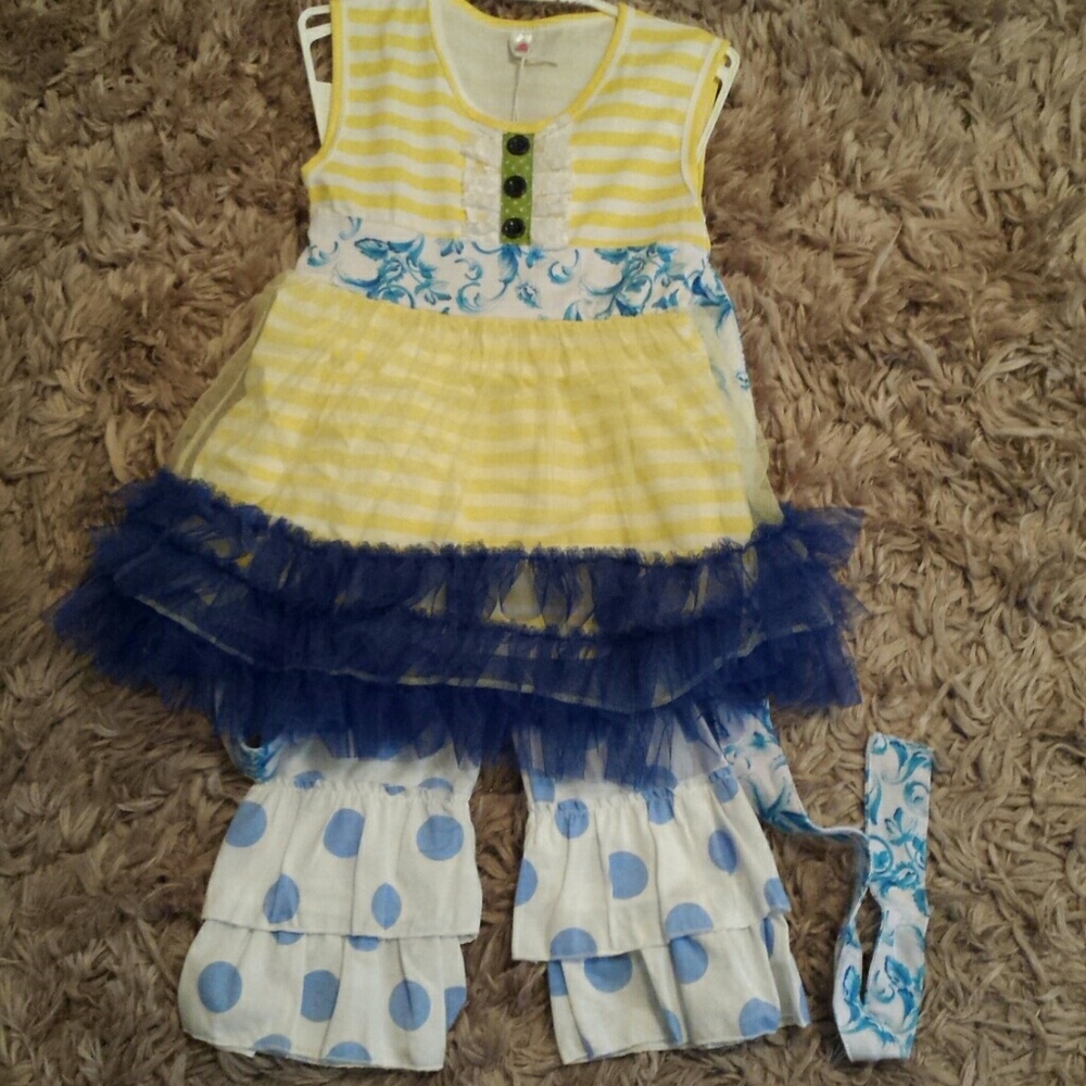 Blue/yellow girls outfit sz 5