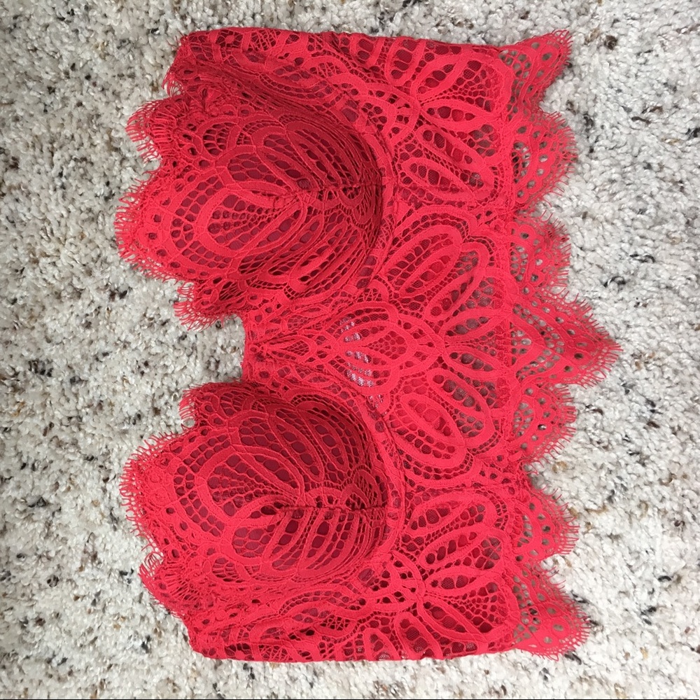 Victoria's Secret red lace corset bra