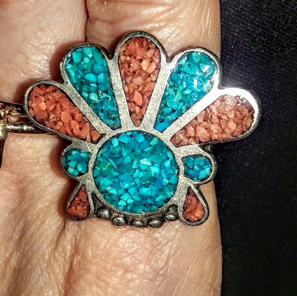 NWOT Red & Blue Turquoise Sterling Silver ring