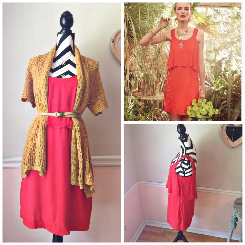 MaEve Boho Bright Red Dress