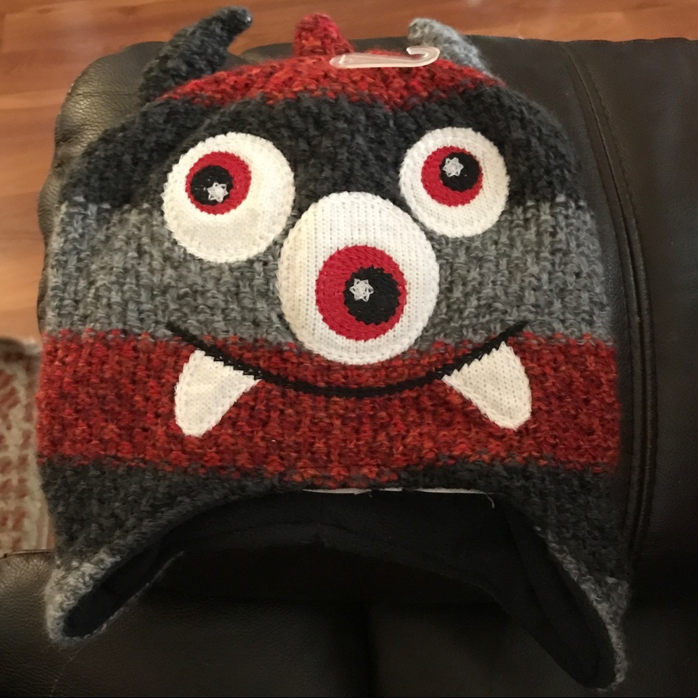 Kids Monster Face Knit Winter Hat