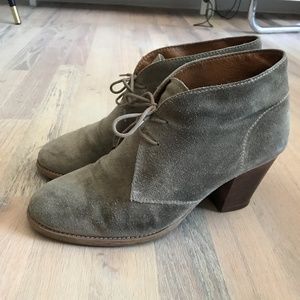 Madewell Tan Suede Stacked Heel Ankle Booties