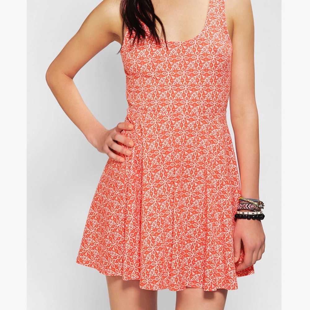 Urban Outfitters Orange Print Skater Dress