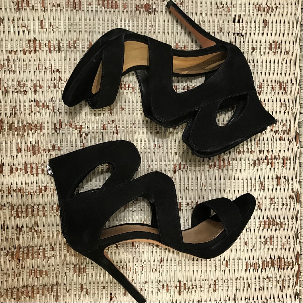 Hazel Strappy Suede Platform Sandal, Black