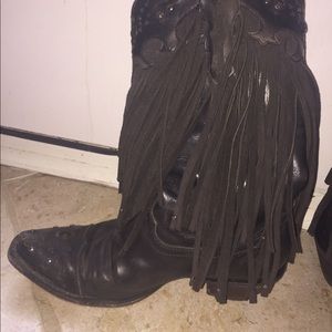 Black leather boots