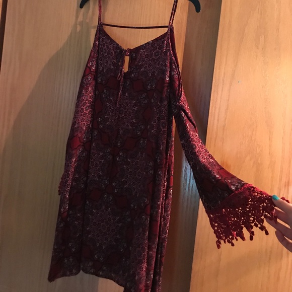 maroon boho dress - Picture 2 of 3