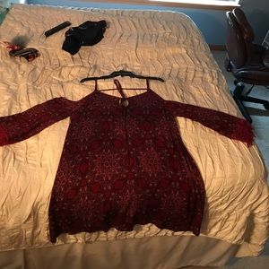 maroon boho dress