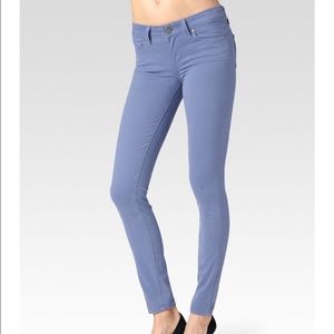 Lightly worn periwinkle Paige skinny jeans.