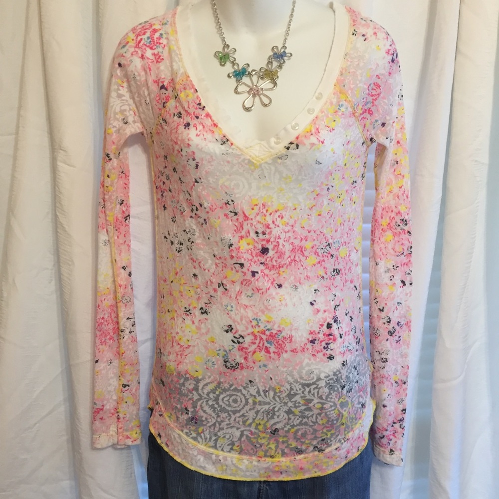 FREE PEOPLE BURNOUT LONG SLEEVE TOP