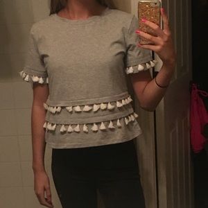 Grey Top w Tassel detail
