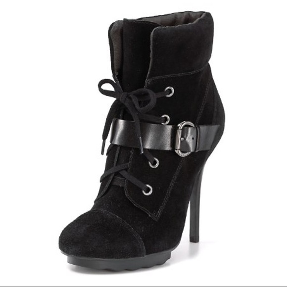 Guess Shoes - GUESS Black Suede Leather Heeled Ankle Boot Sz. 8M