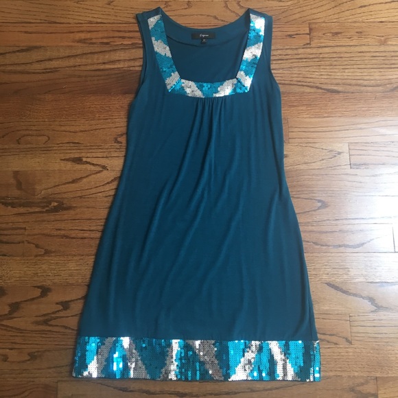 Turquoise sequin mini dress - Picture 1 of 4