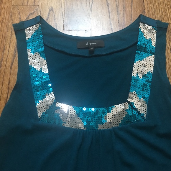 Turquoise sequin mini dress - Picture 3 of 4