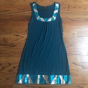 Turquoise sequin mini dress