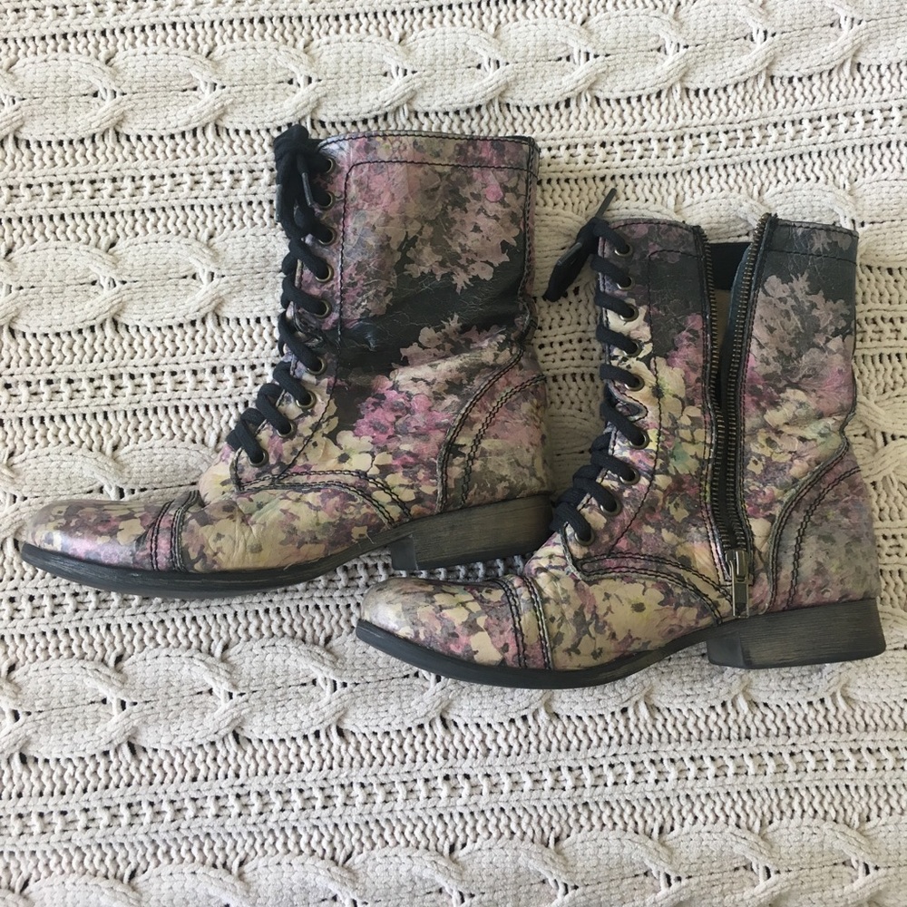 Floral Steve Madden Combat Boots