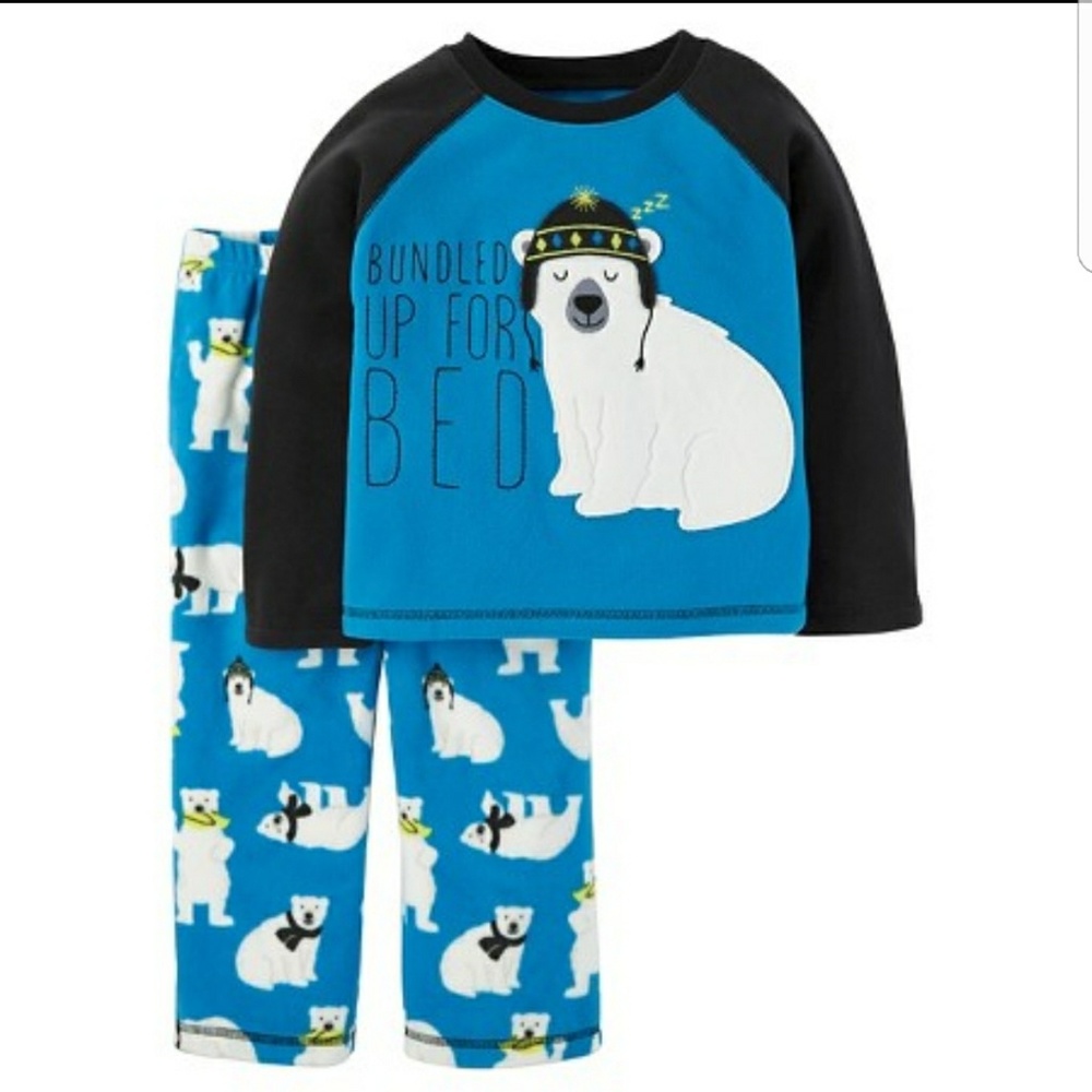 Boys Polar Bear Fleece 2 Piece Pajamas Size 3T