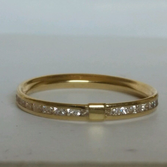 Dainty 14k Yellow Gold Eternity Wedding Band 2 pc - Picture 8 of 12