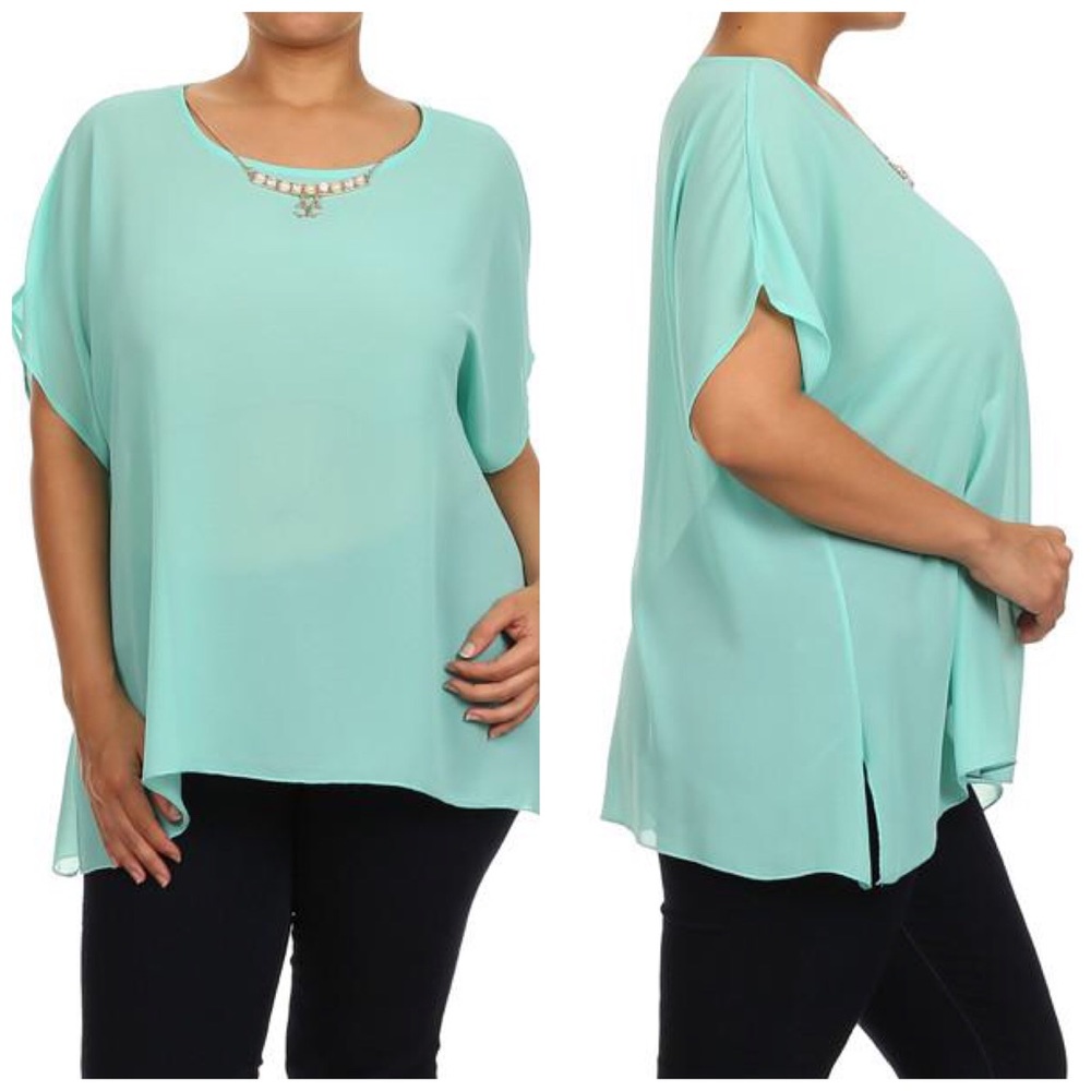 Mint plus chiffon blouse