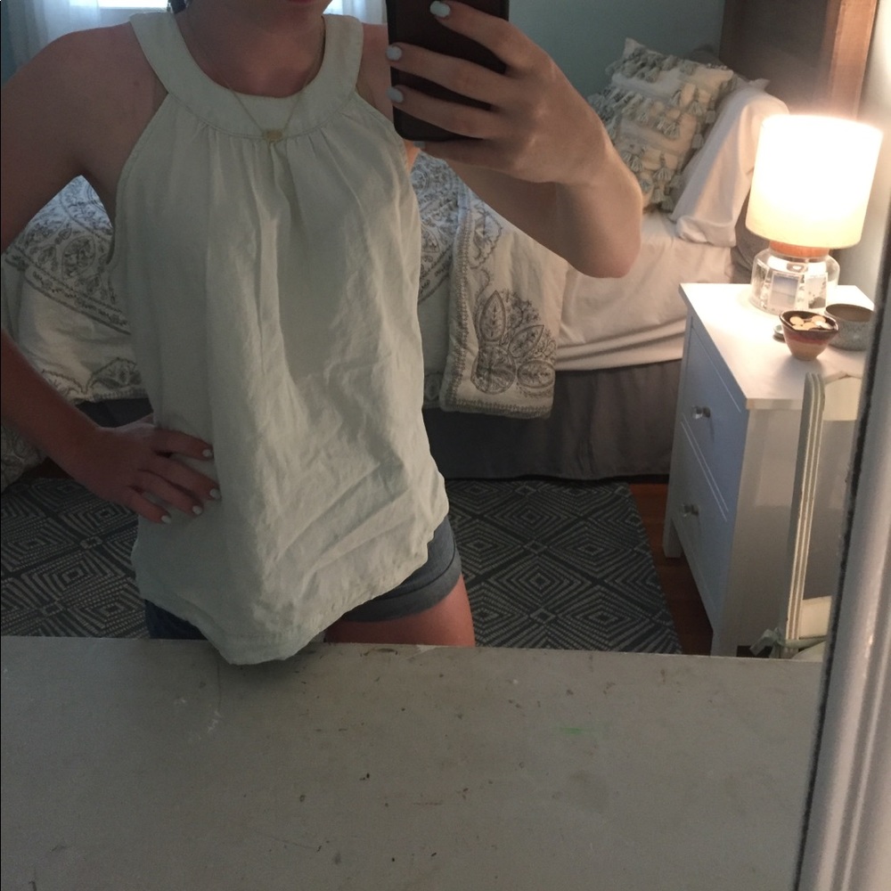 Chambray high neck tank top