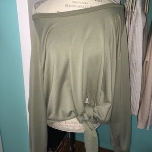 Forever 21 Green In Front Tie Sweater
