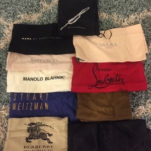 Group of 10 various designer shoe bags