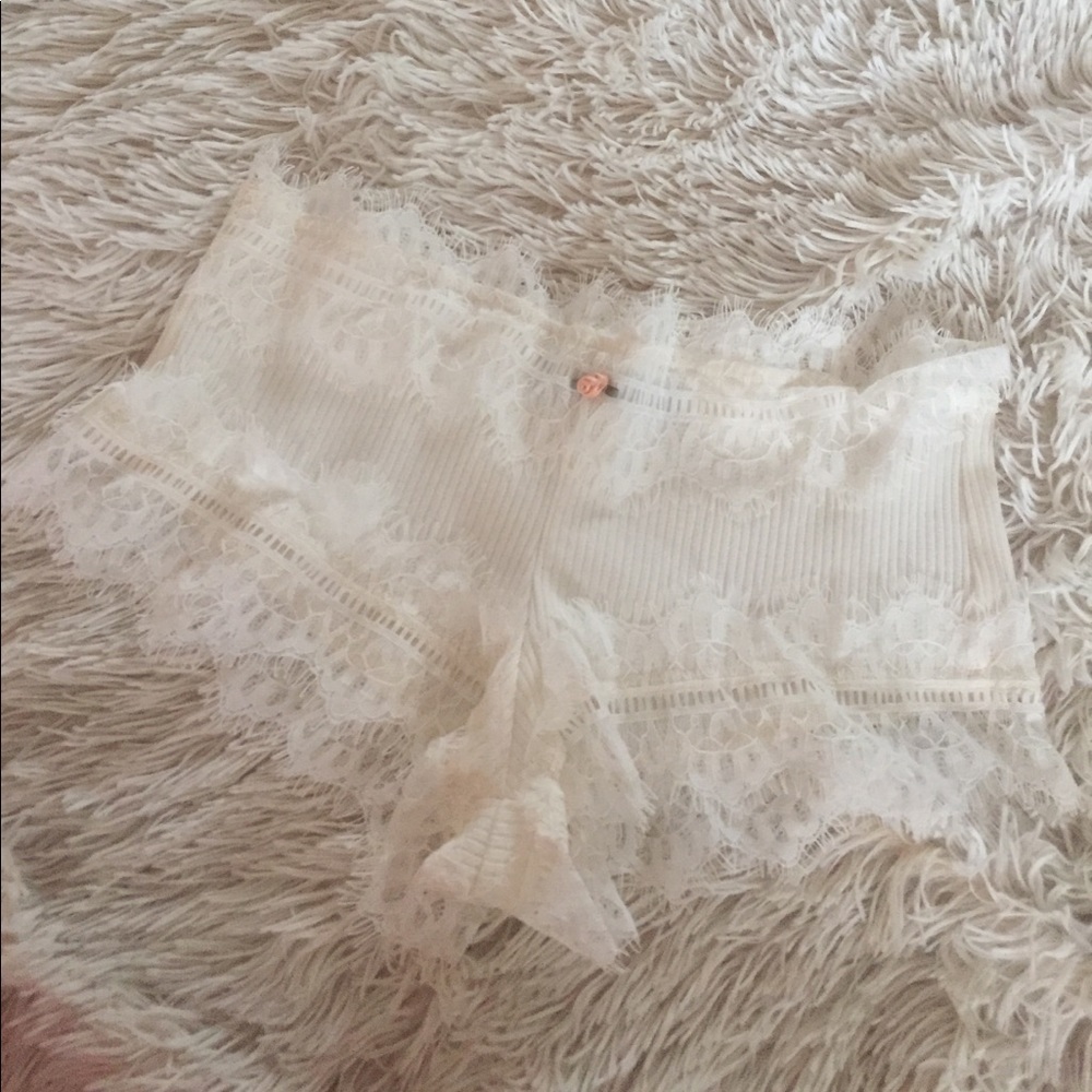 For Love and Lemons White Lace Shorts