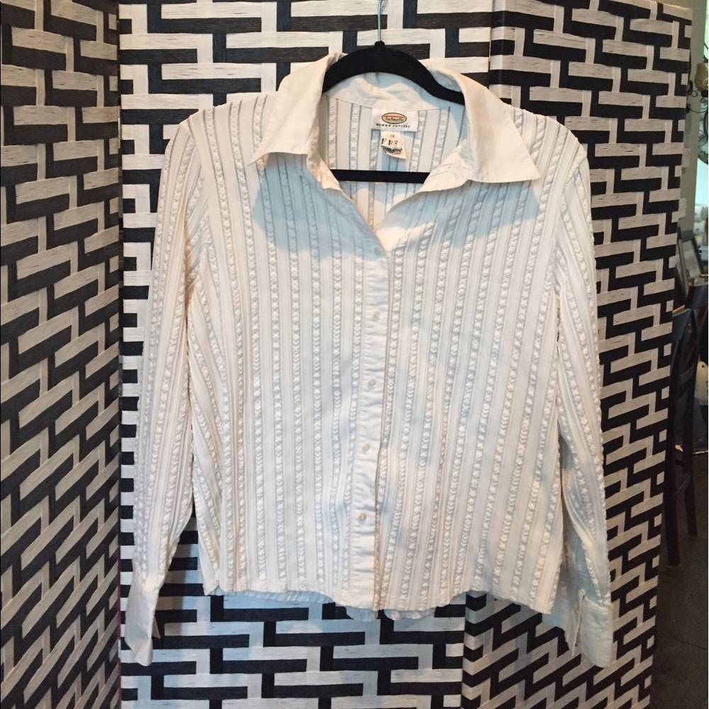 Talbots 1X petite, white button down shirt