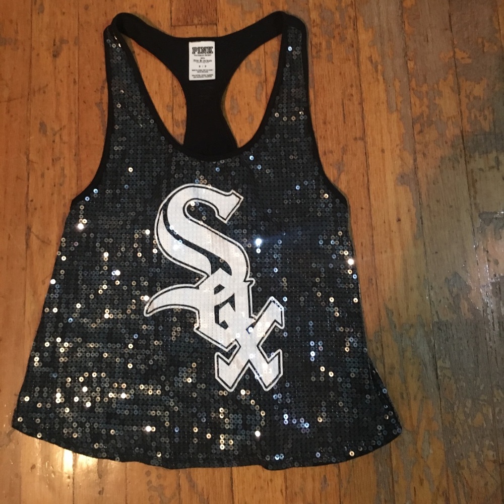 Sequin white sox tank top!