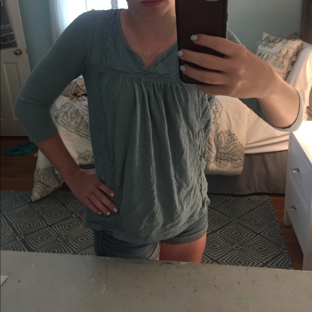 Lucky brand blue quarter sleeve top